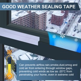 Weather Stripping Door Seal Strip, 98FT Window Seal Strip Tape 2IN No Residue Draft Insulation Film Tape for Doors Windows Air Conditioner Sealing Tape to Keep Out Dust Rain (White, 98FTx2IN)