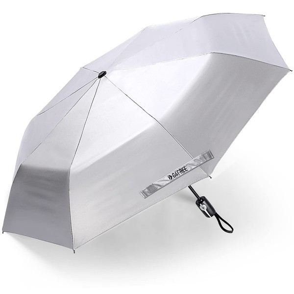 G4Free 46" Travel Compact Umbrella Windproof UPF 50+ UV Protection Silver Coating Auto Open Close Parasol, blue (light)