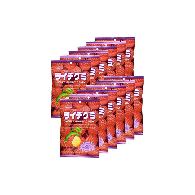Kasugai Lychee Gummy Candy 3.59oz (12 Pack)