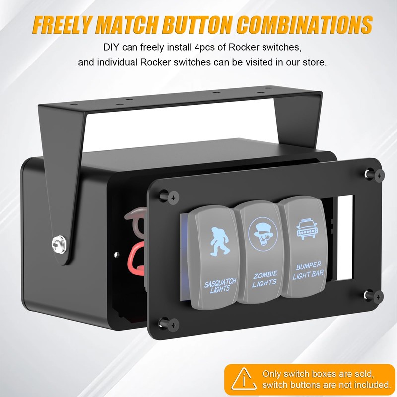 Okerny Rocker/Toggle Switch Box - 4 Gang Switches Installation housing