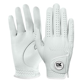 GKandi Womens Golf Gloves with Ball Marker Left Right Hand Handed, All Premium Cabretta Leather Ladies Golf Glove Value 1 Pack TourFit and Durable (White, S,Worn on Right Hand)