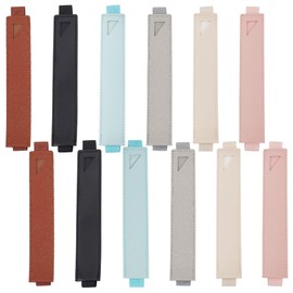 WEBEEDY 12 Pcs 6 Colors Elastic Pen Holder for Notebook, Adjustable Elastic Strap Leather Pencil Sleeve Pouch Journal Pen Holder for Notebooks Planners Binders Diary Books, 21.6x3.5cm