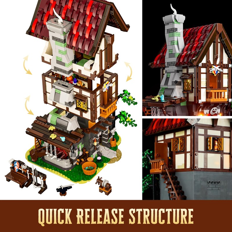 LUMIBRICKS Medieval Forge House Lighting Building Bricks Set - Blacksmith