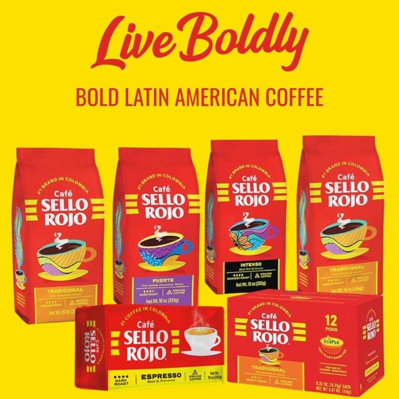 Sello Rojo Intenso Darkest Roast Ground Coffee, 10 oz