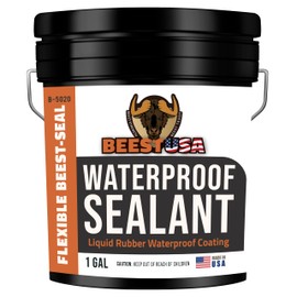 BEEST Liquid Rubber Waterproof Sealant Black, 1 Gallon Covers up to 25-35 Sq ft| Roof Sealant Waterproof Coating for Indoor & Outdoor Leak Repair| Easy to Apply Waterproofing Foundation Sealer