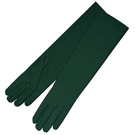 ZaZa Bridal 4-Way Stretch Matte Satin Dress Gloves Below-The-Elbow Length-Dark Hunter