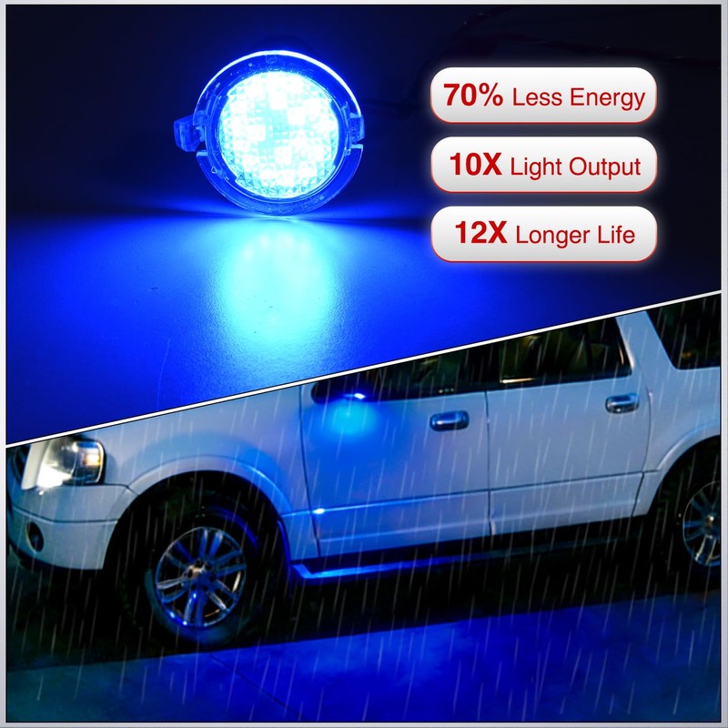 Nilight 2 PCS Blue LED Side Mirror Puddle Lights