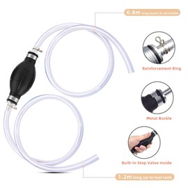 6.6 FT Siphon Hose for Gasoline, Hand Pump Transfer Pump, Universal Hand Fuel Transfer Pump, Hand Pump Suction Pump for Petrol, Fuel Line Suction Pump, Petrol Extraction Pumps, 10mm