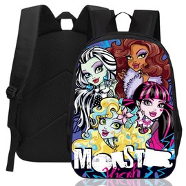 XNAUVOI Monster Backpack, 3D Printed School Backpack Cartoon Bookbag Children's Bag Girls Nursery Ideal for Children for School or Travel, black
