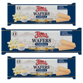 Flora Italian Wafers Vanilla – Crispy Italian Wafers Filled with Vanilla Cream – Oven-Baked – No Hydrogenated Fats – 5.3 oz (150g)