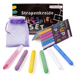 KLEINTOBER I Premium Street Painting Chalk Children I Bouncy Games for Children I Set with Chalk Holder Instructions I Chalk Street Painting Chalk I Games from 3 Years I Outdoor Games I for Gifts