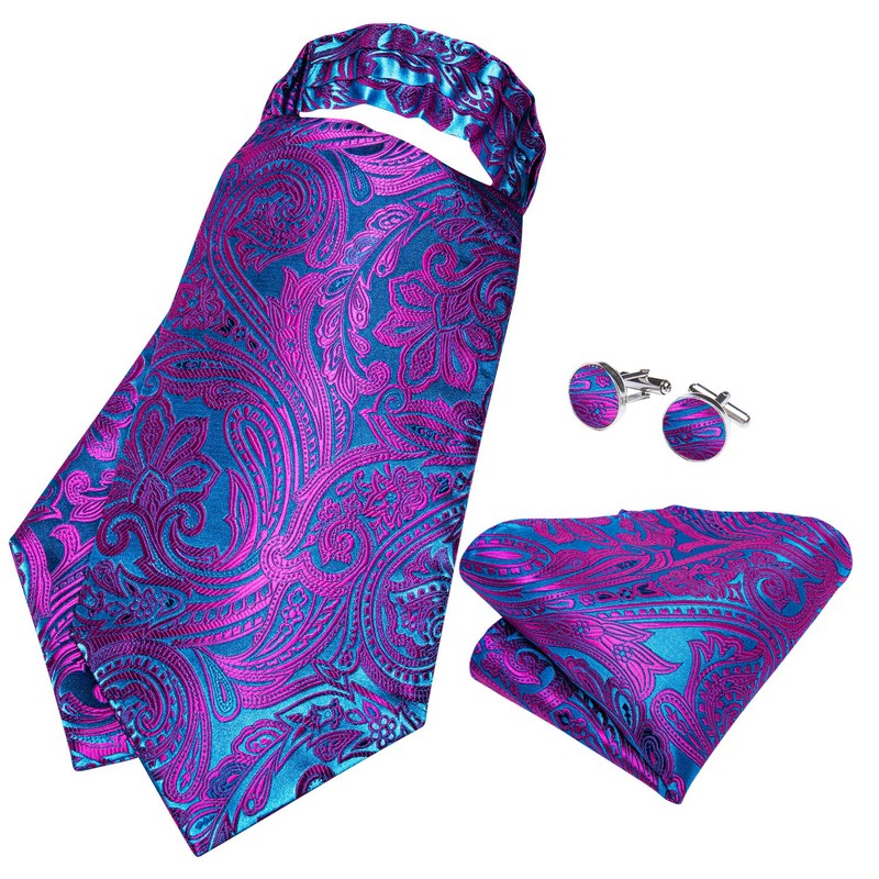 DiBanGu Blue Purple Ascot Ties for Men Cravat Tie and