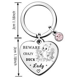 QMVMV Funny Duck Keyring Gifts Animal Lover Gift Beware Crazy Duck Lady Duck Lover Gift For Women