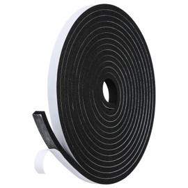 Weather Stripping Door Seal Strip- 1/2 Inch X 1/4 Inch X 16Feet, Strong Adhesive, Lightproof, Soundproof, Weatherproof Foam Tape Insulation for Sliding Door, Front Door Frame, Windows- Black