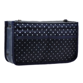 Vercord Purse Organizer Insert for Handbags Bag Organizers Inside Tote Pocketbook Women Nurse Nylon 13 Pockets Navy Blue Dot Small