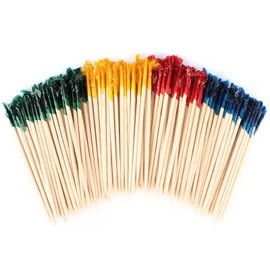 1200Pcs Wood Frill Picks Toothpicks, 2.5 Inch Wooden Frill Toothpicks Cocktail Picks with Assorted Colors, Club Sandwiches Cocktail Party Toothpicks for Appetizers Skewers, Cocktail Party, Barbecue