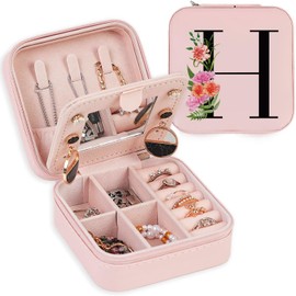 Sanuurfky Travel Jewelry Case Jewelry Box, Travel Essentials Accessories for Women, Ring Necklace Earring Jewelry Holder Organizer Box with Mirror, Gifts for Women Girl Mom Grandma Birthday Christmas