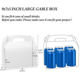 Oletx 30Pcs 9 Inch Large Gable Gift Boxes, White Party Favor Treat Boxes, Lunch Box with Handles for Birthday Babyshower Wedding School Activity Picnic