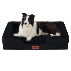 ZOMISIA Orthopedic Dog Bed for Large Sized Dog, Washable Dog Beds with Bolsters, Memory Foam Dog Sofa with Removable Waterproof Cover & Nonskid Bottom, Black