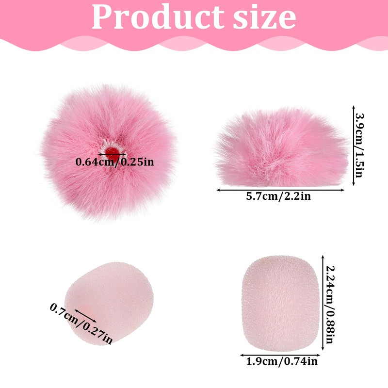 4 Pieces Mini Pink Microphone Windscreen, High-Density Headset Foam Mic