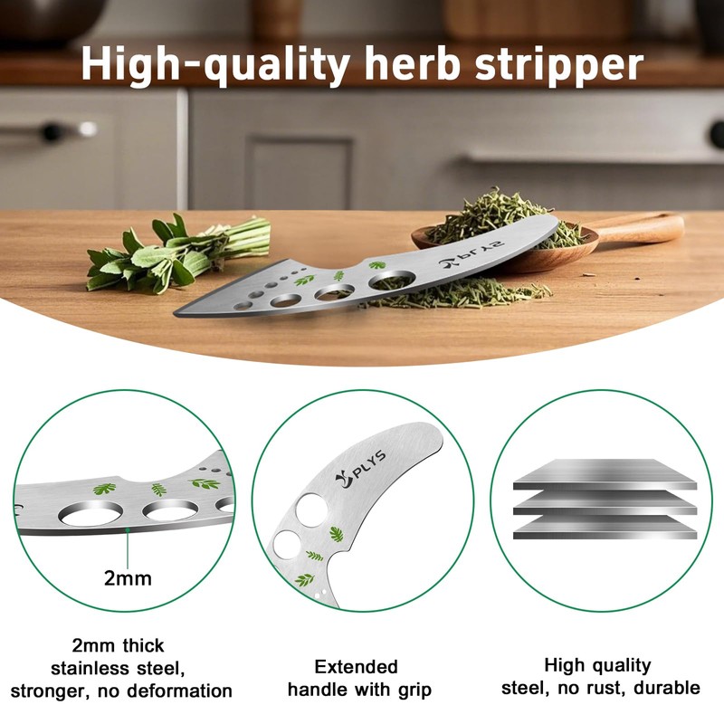 Plys Herb Stripper Tool 9 Holes - Stainless Steel Kitchen
