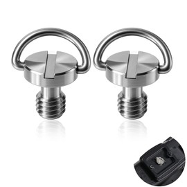 EUYKQNOI 2 Pieces 1/4 Inch Stainless Steel Camera Screw with D-Ring - Precision Thread for Tripod, Quick Release Plate & Camera Thread Adapter | Rustproof & Compatible with Manfrotto, SmallRig, Sirui