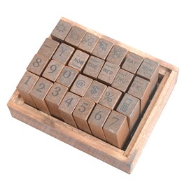 Pack of 28 Pcs Small Wooden Rubber Stamps 0.24 Inch of Number Week Weather for DIY Craft Card and Photo Album (28pcs Number Week Weather)