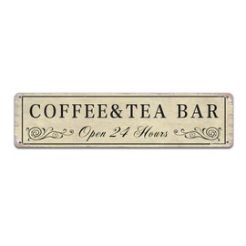 Metal Tin Sign Coffee and Tea Bar Retro Decor Art Sign Inspirational Decoration Home Kitchen Bar Cafe Club Cave Wall Decor Vintage Sign 16x4 Inch