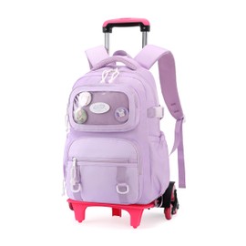Mfikaryi Rolling Backpacks for Girls Plain School Backpack Cute Girls Backpack with Wheels