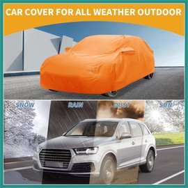 ATOCOVER Car Cover Waterproof All Weather Automotive Outdoor Anti-UV Full Exterior Cover for Acura Integra 210D-PU Orange with Left Side Zippers Vehicle Supplies
