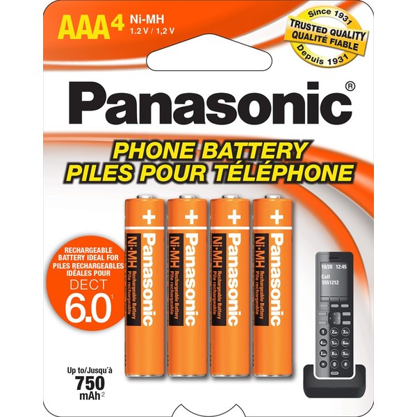 Panasonic Genuine HHR-4DPA/4B AAA NiMH Rechargeable Batteries for DECT Cordless