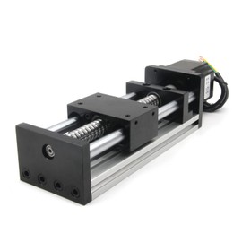 Yeebyee 100mm Effective Stroke Length Linear Rail Guide Double Optical Axis Linear Slide Rail Ballscrew SFU1605 with Nema 23 Stepper Motor for CNC Router Machine(Size:100mm)