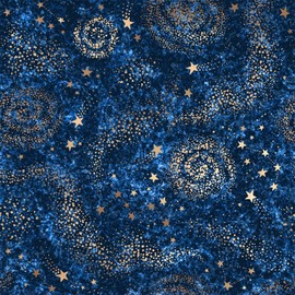 PODUFF Space and Galaxy Wallpaper Peel and Stick, Galaxy/Golden Stars Wallpaper for Home Decor, Blue Background, 17.7in x 236in