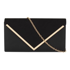 MEGAUK Women's Clutch Velvet Evening Bag Elegant Handbag Envelope Bag Clutch Bag with Chain for Wedding Prom Party, 07065 Black Small