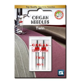 ORGAN NEEDLES #80/3.0 Twin Universal x 2 Needles