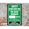 Safety Starts with You Sign, Write-A-Day Safety Scoreboard, 8"x12" Aluminum