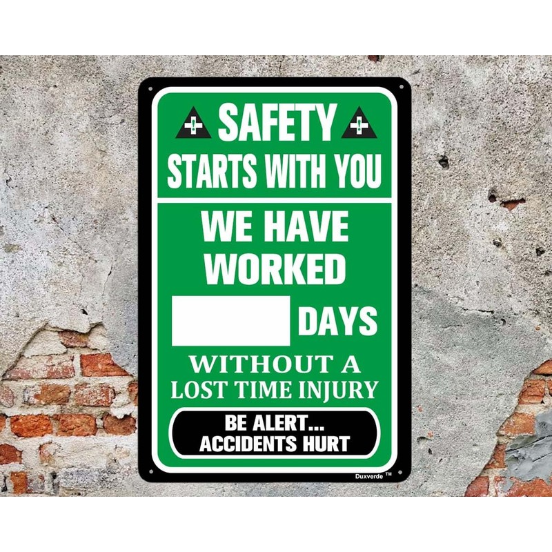 Safety Starts with You Sign, Write-A-Day Safety Scoreboard, 8"x12" Aluminum