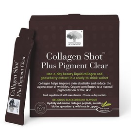 New Nordic Collagen Shot Plus Pigment Clear, Marine Collagen & Biotin, 15ct