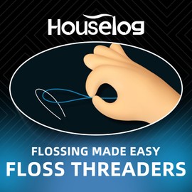 Houselog Dental Floss Threader, Deep Clean Floss for Braces, Bridges, Implants 50 Count (Pack of 4)