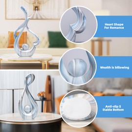 Blue Sculptures Home Decor, Ceramic Statues Coffee Table Decor for Living Room, Centerpiece for Dining Room Table, Shelf, Entry, Modern Minimalist Abstract Art Objects (2pcs)