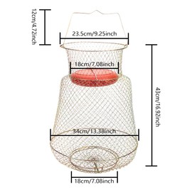 codree 2 Pack Floatable Galvanized Steel Wire Fish Baskets, Collapsible Floatable Wire Fishing Baskets, Portable Fishing Net Basket, Robust and Easy to Use