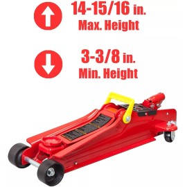 BIG RED 2.5 Ton Torin Hydraulic Low Profile Trolley Floor Jack Single Pump, Red