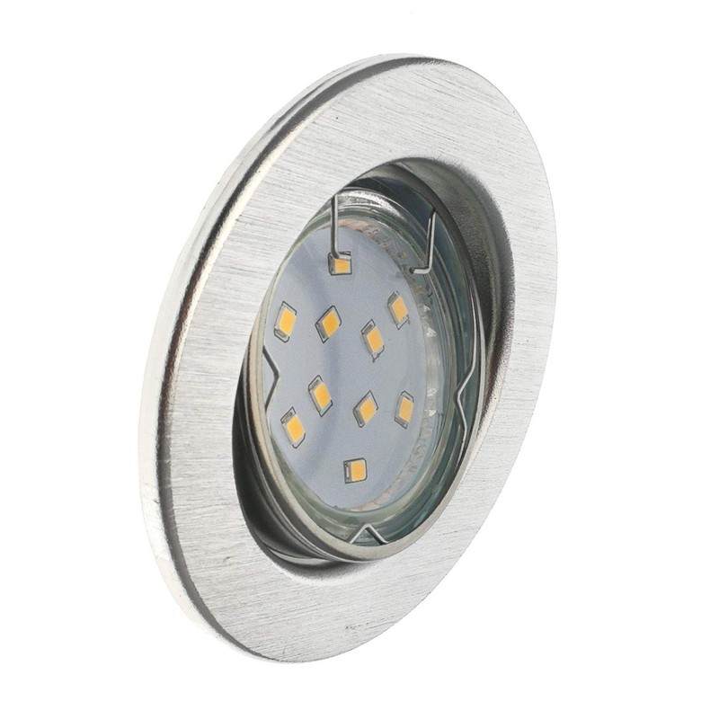 Trango Set of 6 LED Recessed Spotlights Brushed Aluminium Round