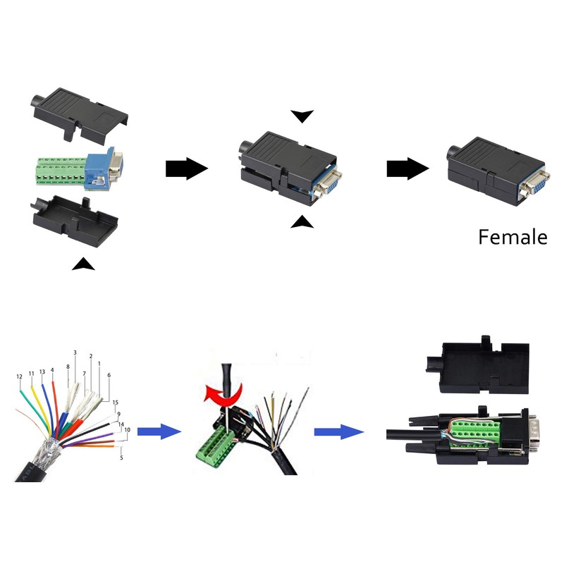 SinLoon - Adaptador VGA DB15 3+9 D-Sub VGA de 3
