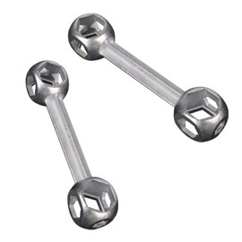 CaiHuaEr Dumbell Spanner, 2 Pcs Hexagon Hole Spanner Dumbbell Type Bike Spanner Bicycle Repair Tool for Biking Cycling Mountain Bike MTB BMX, 6mm - 15mm, Silver