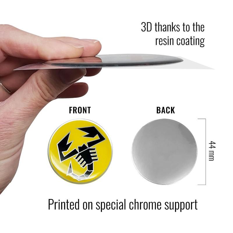 Abarth 21552 3D Scorpion Yellow Sticker Diameter 44 mm Diameter