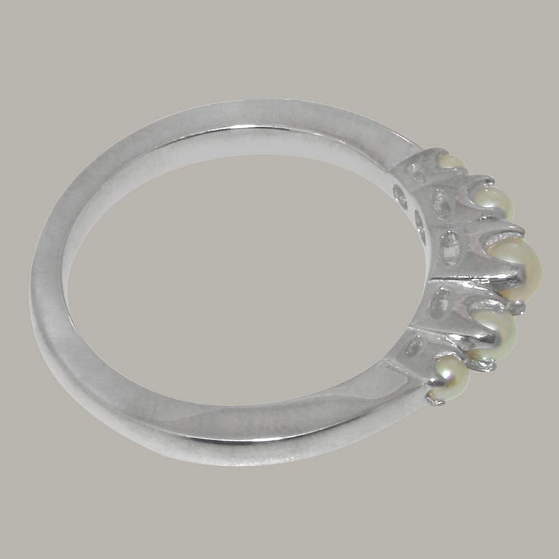 925 Sterling Silver Cultured Pearl Womens Engagement Ring - Size