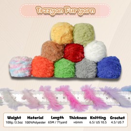 Trzzyan 3.5 Oz/Skein Soft Fur Yarn Fluffy Fuzzy Yarn Blanket Yarn for Knitting Fancy Yarn for Crochet Weaving DIY Bulky Weaving Crafts Making Blankets, Clothes, 3.5 Oz/Skein (1 skeins, Koala Grey)