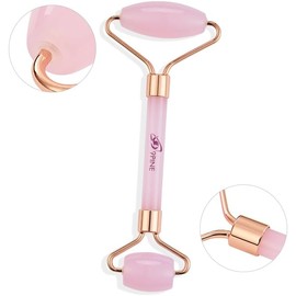 Jade Roller and Gua Sha Set, Face Massage Tools for Skincare,Facial Tools for Face, Neck, Eyes, for Enhanced Lymphatic Drainage, Self Care Gift for Men Women(Pink)