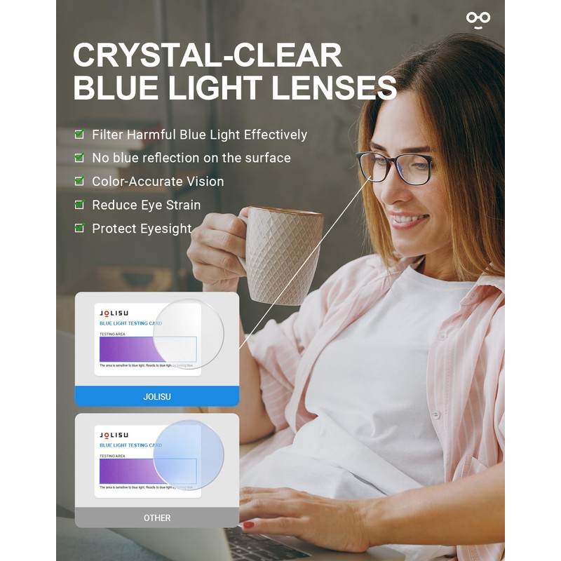 JOLISU 5-Pack Ultra-Light Slim Frames Blue Light Glasses - Classic